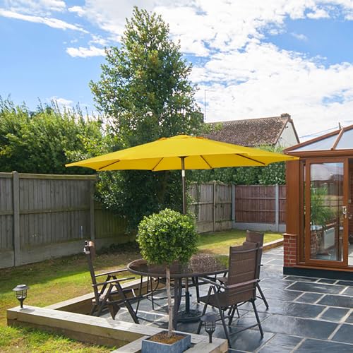 Image of Blissun 9' Outdoor Patio Umbrella, Outdoor Table Umbrella, Yard Umbrella, Market Umbrella with 8 Sturdy Ribs, Push Button Tilt and Crank