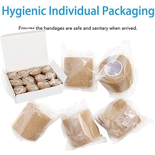12 Pack Self Adherent Cohesive Bandage Wrap, 2” x 5 Yards, Stretch Self-Adherent Tape - Athletic Elastic Cohesive Bandage - for First Aid Medical, Sports, Ankle, Wrist Sprains - Thumbnail 7