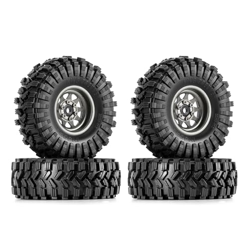 INJORA 1.0 Beadlock Wheel Tires Set -3.78mm Offset Wheel Rims for 1/18 1/24 RC Crawler Car Axial...