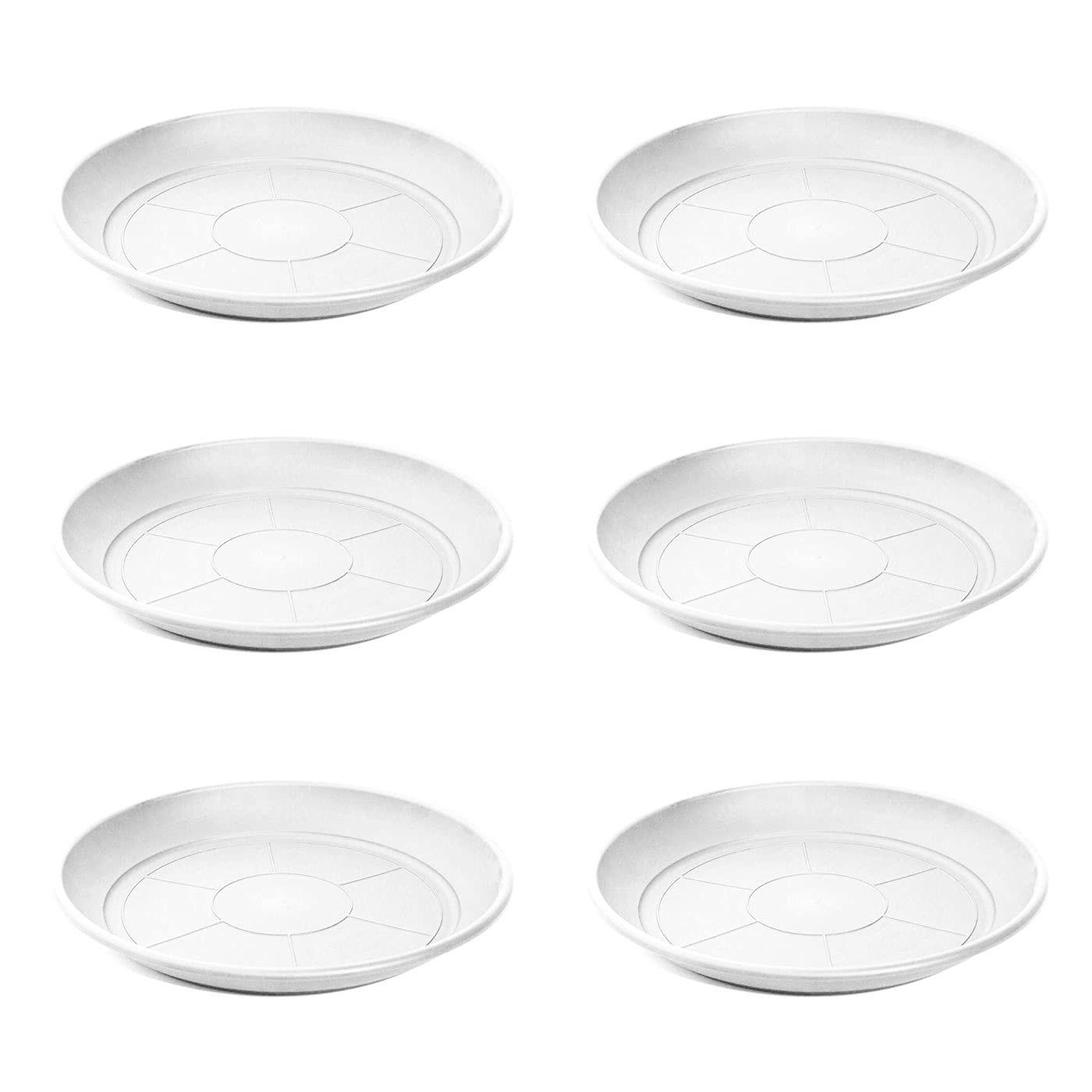 Acan Confezione Da 6 Sottovasi In Plastica Grigia Per Vasi Da 30-40 Cm. Piattini Rotondi Resistenti Per Interni Ed Esterni. Diametro 32,7 Cm