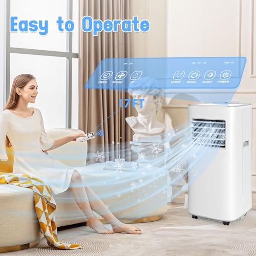 Image of 10000 BTU 3-IN-1 Portable Air Conditioner, Cools up to 450 Sq.Ft, Portable AC with Remote, LED Display, 24H Timer, Installation Kits & Screwdriver, No Wall Required, Ideal for Home & Office