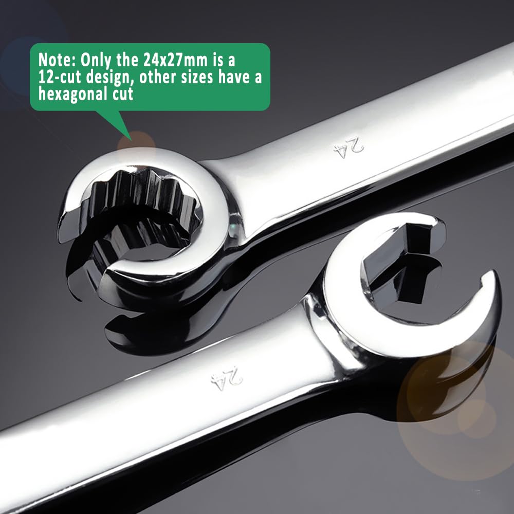 Vogueing Tool 17 x 19 mm Brake Pipe Wrench Open Ring Spanner Double End Flared Nut for Hard to Reach and Confined Spaces - Image 3
