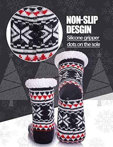 LINEMIN Girls Boys Warm Slipper Socks Child Cozy Soft Fleece Lined Thick Sherpa Winter Indoor Christmas Socks3