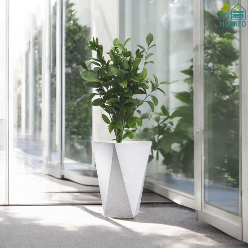 Image of Amazon Brand - Umi Diamond 12 Inch Pots for Planter & Flowers Big Size Gamla - Lightweight, Durable Outdoor & Indoor Planters, Perfect for Balcony & Terrace Gardens (White)