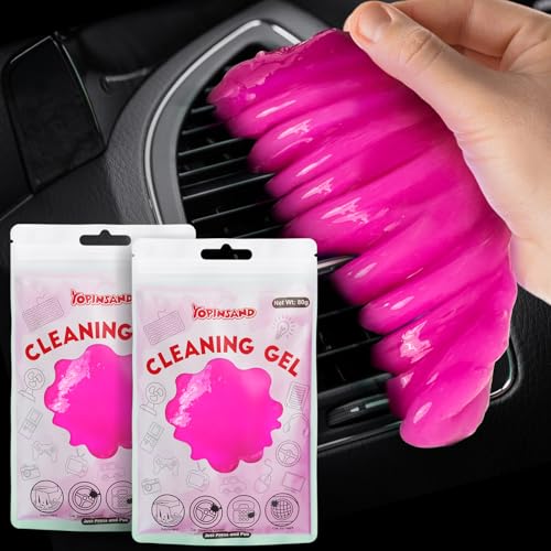 YOPINSAND Gel de Limpieza para Coche, 2 Unidades, Herramienta de Limpieza Universal para Coche, espátula de Limpieza de Coche, Limpiador Interior Reutilizable para Teclado de Coche, Limpiador de Aire