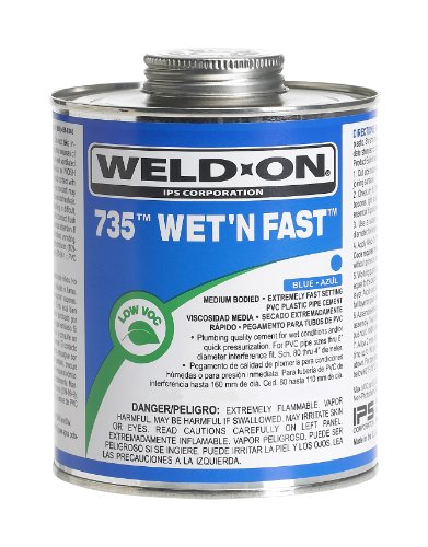 Weld-On 12496 Pint 735 Wet 'R Dry PVC Cement, Blue, 1-Pack
