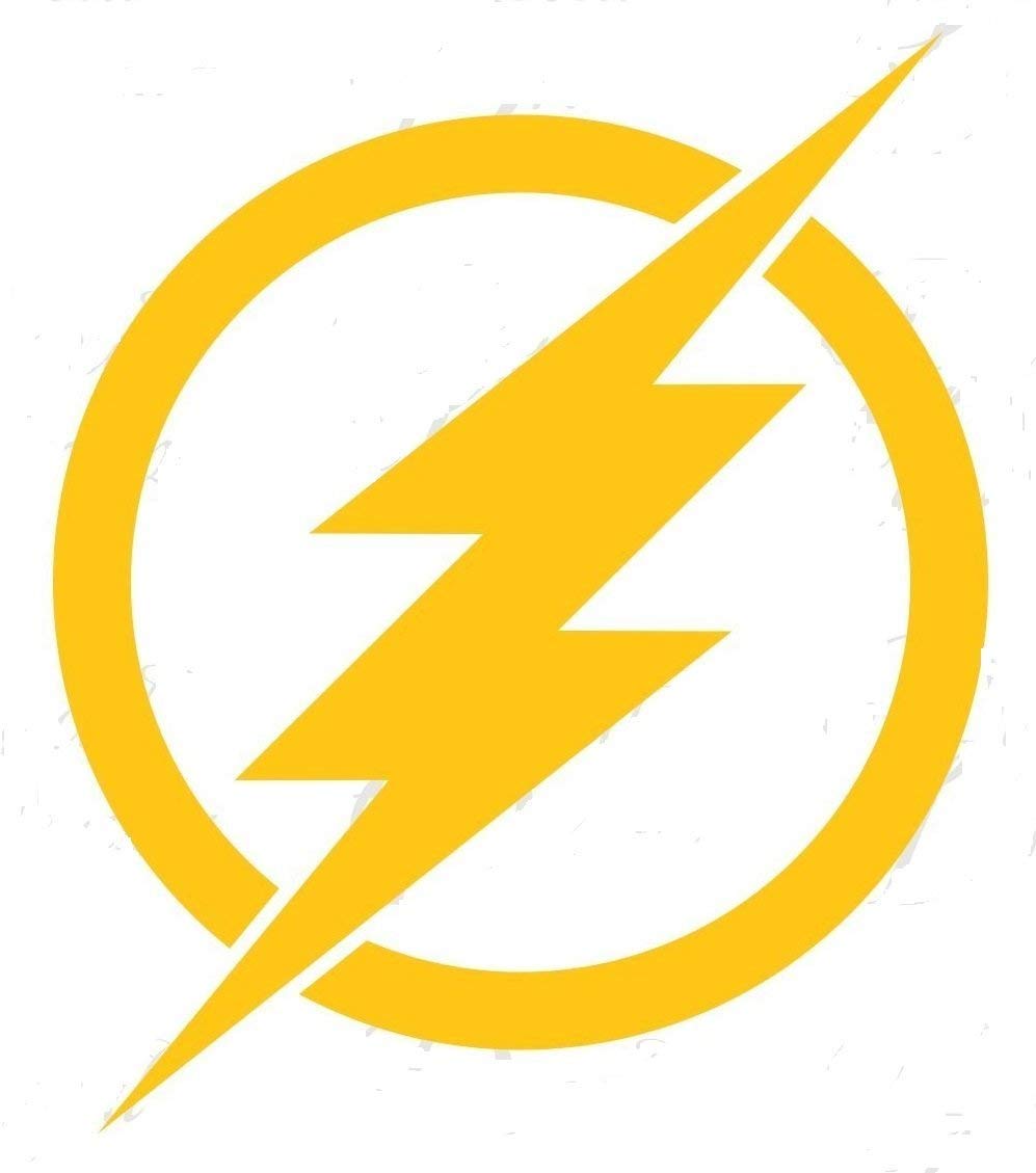 Barry Allen Flash Bolt 5.5" Tall Custom Logo Die Cut Decal - Yellow Color