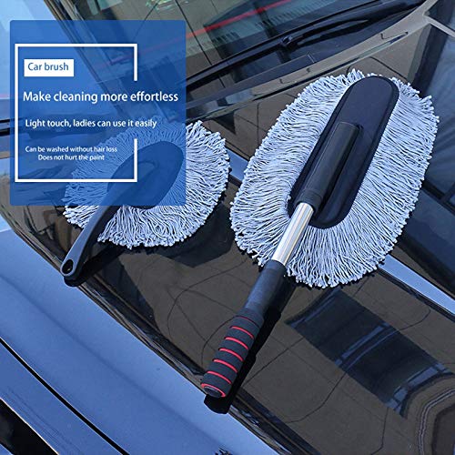 YIYIO 2 Pcs Microfiber Car Dust Collector Exterior and Interior Cleaner with Retractable Handle Dust Collector Kit Gray - Image 3