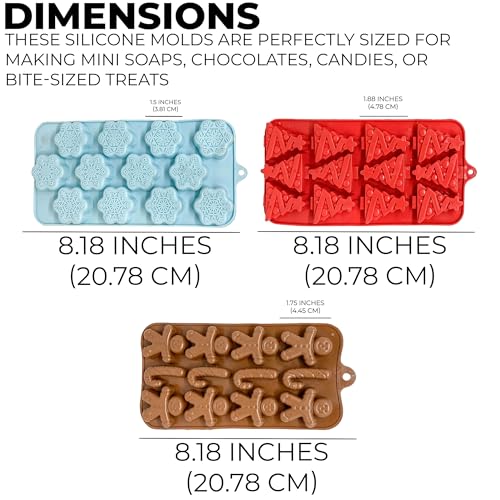 Set de 3 moldes de silicona para cubitos de hielo navideños miniatura 2