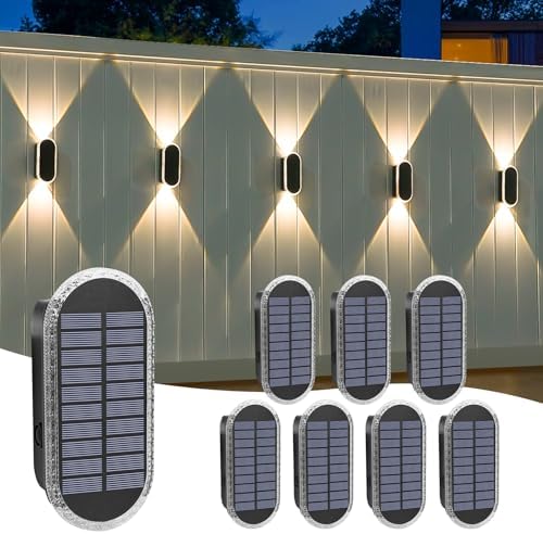 8 Solar-Powered Outdoor Fence Lights - Bright & Eco Modes, Waterproof, Easy Install For Garden, Wall, Or Deck