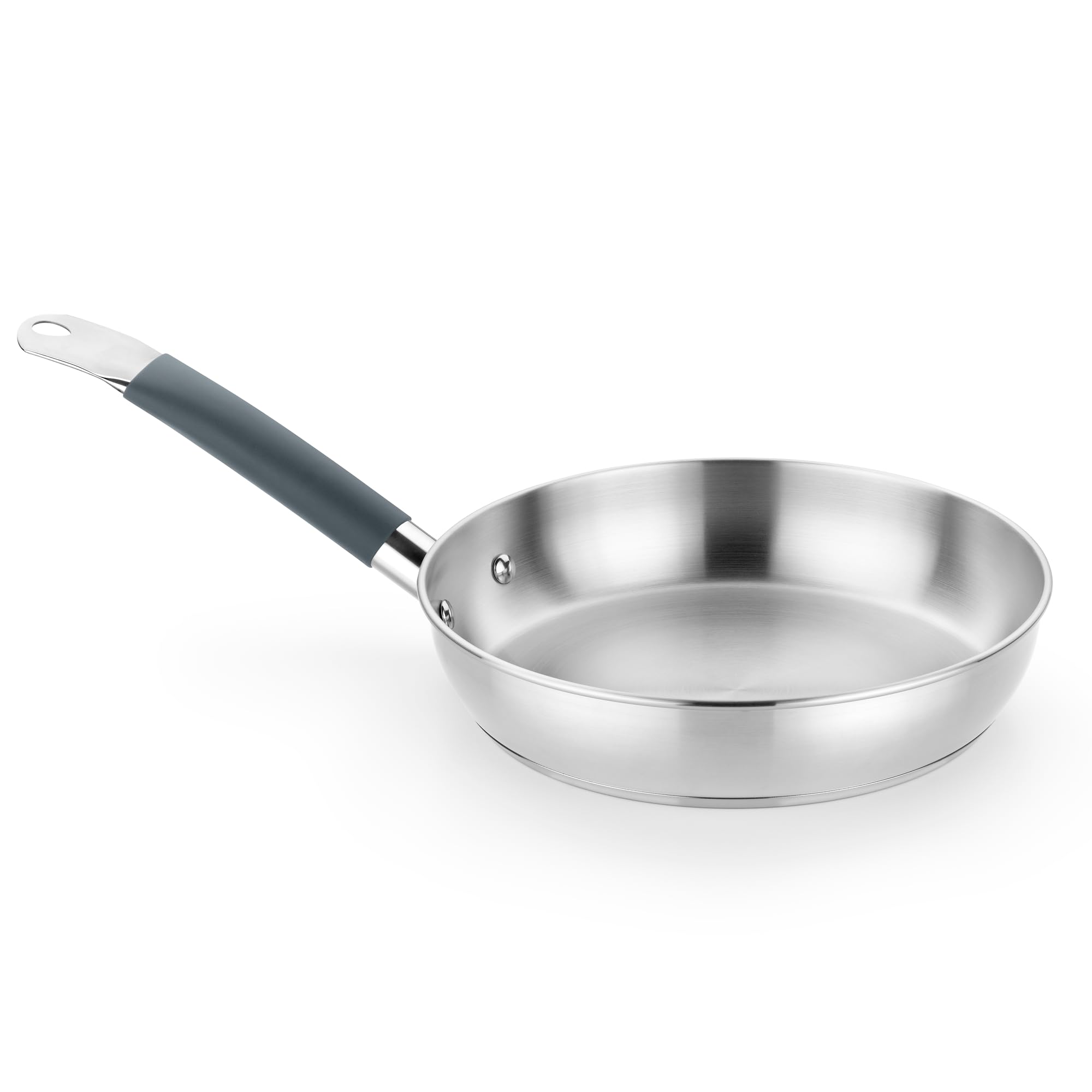 BRA Master 28 cm große Pfanne, aus Edelstahl, ohne Antihaftbeschichtung, PFOA-frei, Vollflächeninduktion, für alle Herdarten geeignet, Griff aus silikonbeschichtetem Edelstahl
