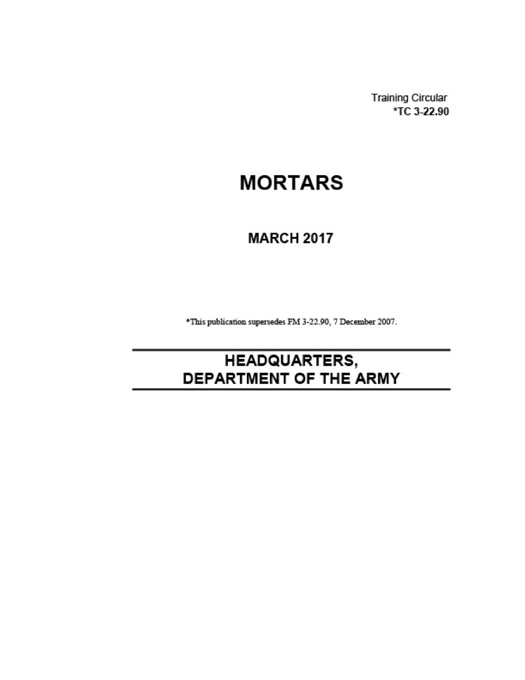 Training Circular TC 3-22.90 Mortars March 2017