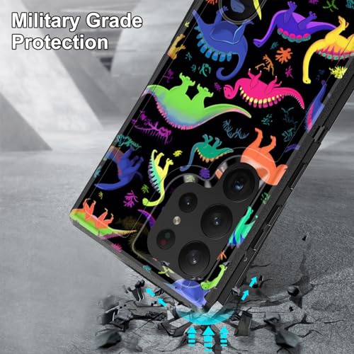 Coque Galaxy S24 Ultra 3 couches protectrices avec support vidéo rétractable et dinosaure - 2