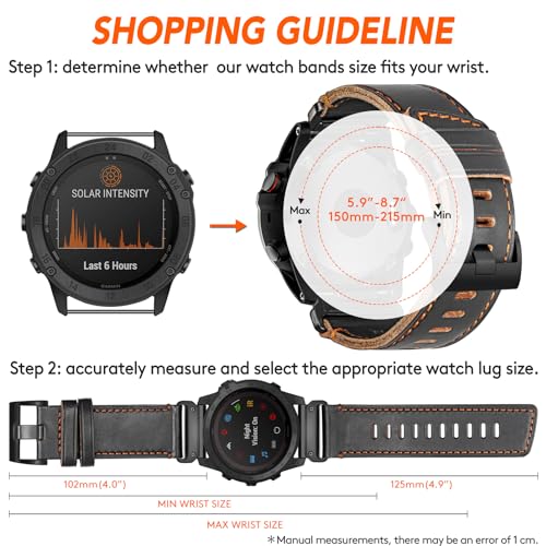 Correa de cuero Horween para reloj compatible Garmin miniatura 3