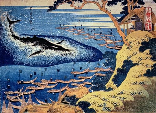 Toile Chasse à la baleine Hokusai : art japonais pour salon zen