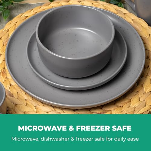 Royalford 16 Piece Stoneware Dinnerware Set - Kitchen Dinner Set, Stoneware Tableware Crockery - Includes 4 Dinner Plates, 4 Dessert Plates, 4 Cereal Bowl and 4 Mugs, Grey - Image 6