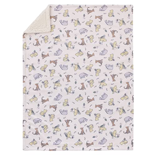 Image of Disney Classic Pooh Naturally Friends Ivory and Taupe Piglet, Eeyore, and Tigger Super Soft Sherpa Baby Blanket