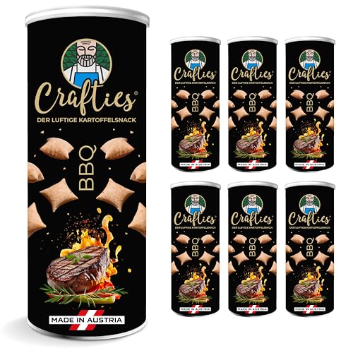 Crafties Chips, kalorienarme Kartoffelchips, fettfrei gebacken, gesunde Snacks zum Abnehmen, natürliche Zutaten - 6x 60g -BBQ