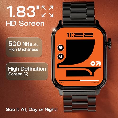 Image of GOBOULT Drift 2 Smart Watch 1.83'' HD Display,15 Days Battery Life, 150+Watchfaces, 500 Nits Brightness, AI Voice Assistant, SpO2 Monitoring (Storm Grey) (Metal Black)