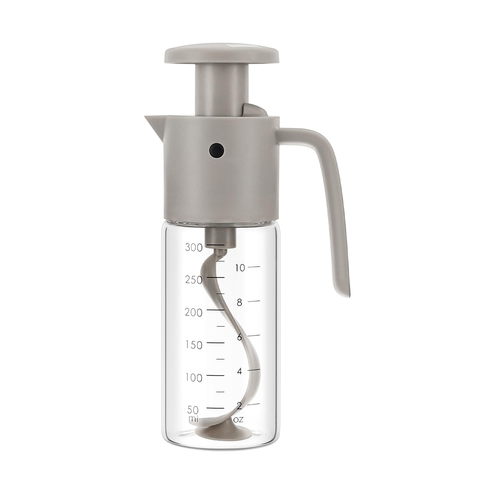 Vucchini Botella Mezcladora de Aderezo para Ensaladas de 300ml, Coctelera de Salsa de Pájaro Color Gris, Tasa de Flujo Ajustable, Apto para Lavavajillas, Adecuada para Aceite, Vinagre, Cocina