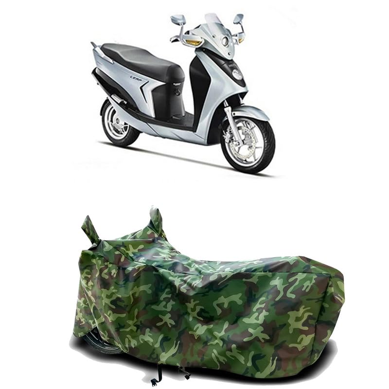 Image of DUFFEL-100% Heat Protection Two Wheeler Bike /Scooty Body Cover for Hero Leap Hybrid SES BS6 Water Resistance /UV-Rays /Birds Dropping /Scratchproof /Dust Proof /Waterproof[Green Jungle Print]