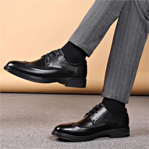 Men's Lace up Oxford Leather Dress Shoes Classic Brogue Top Layer Leather Comfortable Office Commuting Work Footwear2