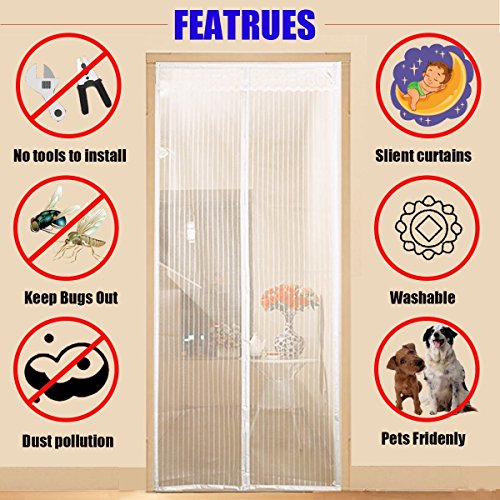 Mosquitera magnética para puerta, de Surpass, marco completo, se cierra automáticamente, operación sin manos, color negro