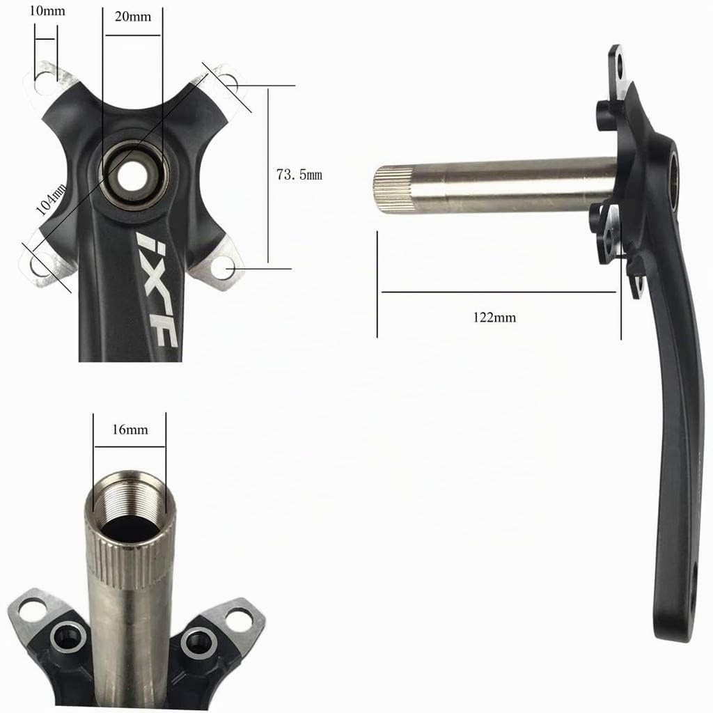 PLATTBK Pédalier VTT 170 mm avec 104 BCD 32T/34T/36T/38T, pédaliers à vitesse unique, plateau rond pour VTT