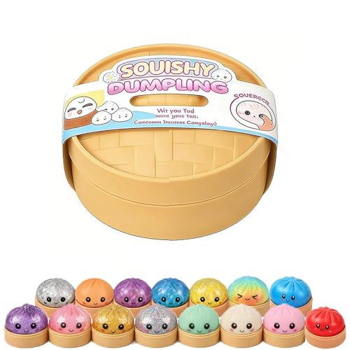 Squishy Dumpling, Glitter Squishy Dumpling Mystery, Glitter Rainbow Dumplings Squishiest avec Visage,Stress & Anxiety Relief Toys (Aléatoire 1pcs)