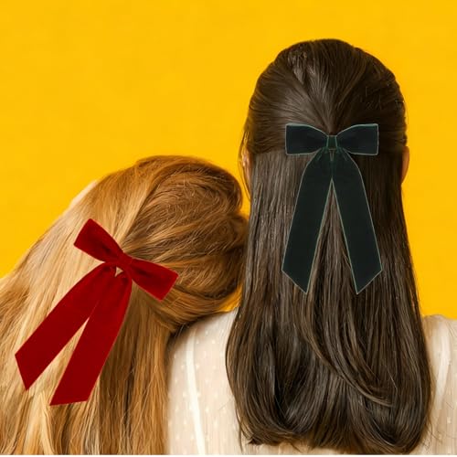 Pinzas de Pelo de Terciopelo Rojo para Niñas 4 Piezas miniatura 5