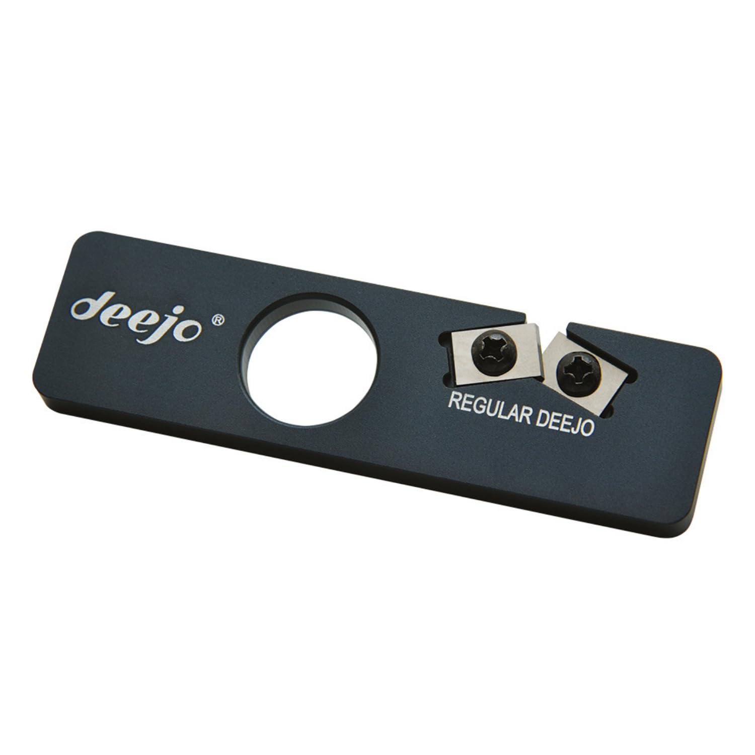 Deejo - Pocket Knife Sharpener - Compact Black Aluminum Tool with Double-Sided Tungsten Carbide Blades - Easy, Precise, and Portable Sharpener for Pocket and Kitchen Knives