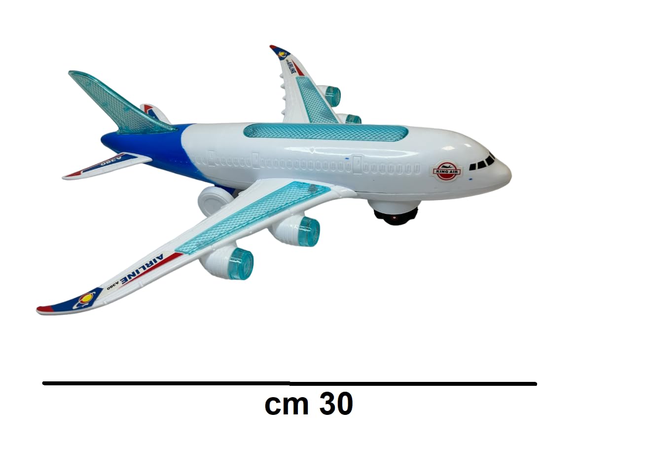 Generic Jumbo Jet Samolot zabawka ze światłami, dźwiękami i ruchem - kompatybilny z Airbus 380 Boeing - 30 cm - unisex dzieci 3+
