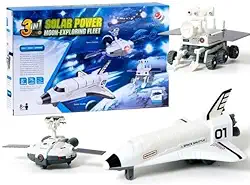 Kit Robótico Educacional 3 em 1, Estação Espacial com Energia Solar, Brinquedo de Montar