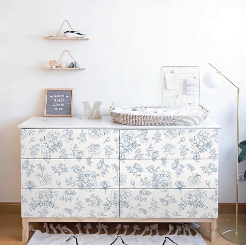 Rollo de vinilo floral vintage autoadhesivo 44x300 cm para pared 6