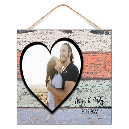 Cadre photo personnalisé cœur en bois : plaque déco haut de gamme