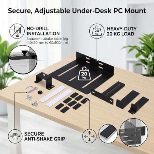 Fafeicy Soporte Ajustable para CPU Bajo Escritorio Sin Taladro con Almohadillas de Silicona Capacidad de Carga 20kg para Patas de Tubo Cuadrado miniatura 3