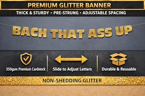 Image of Pre-Strung Bachelorette Gold Glitter Banner - Bachelorette Party Decorations for Her - Party Supplies, Favors and Gifts