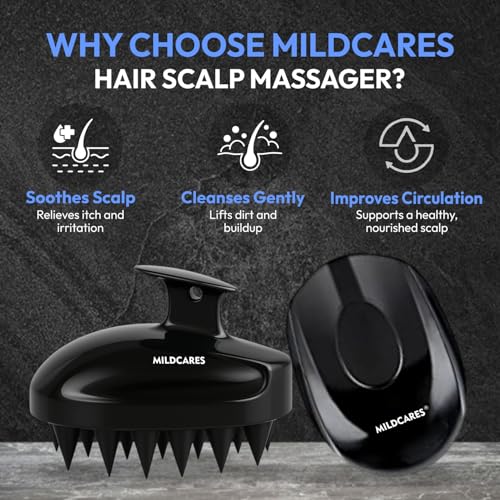 Image of MildCares Mouse Scalp Massager Brush (Black) | Soft Silicone Bristles Comb for Gentle Scalp Exfoliation, Deep Cleaning & Relaxing Dry /Wet Head Massage | All Hair Types | Shampoo Brush for Men & Women