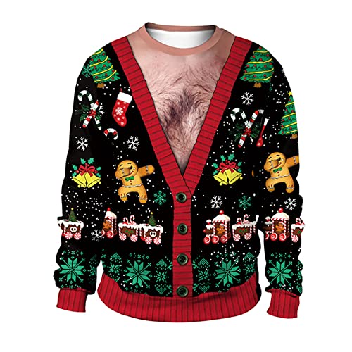 Hässliches Weihnachts-Sweatshirt, Unisex, lustig, 3D-Druck, Grafik-Pullover, Tops, für Herren und Damen, Urlaub, Party, Pullover, Shirts (Größe K, XL)