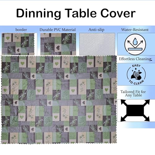 Image of Dakshya Industries PVC Waterproof Table Cover 6 Seater 54x78 Inch - Washable Oil & Stain Resistant Dining Table Cover (Gold Grey)
