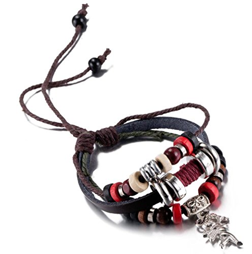 Leather Multi-Strand Cupid Charm Bracelet, Gift for Her