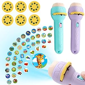 CJBIN Torcia Proiettore Storie, 2 Pezzi Proiettore Torcia per Bambini con 80 Immagini Diverse, Torcia Proiettore Bambini Storie per la Storia Della Buona Notte per Bambini e Bambine