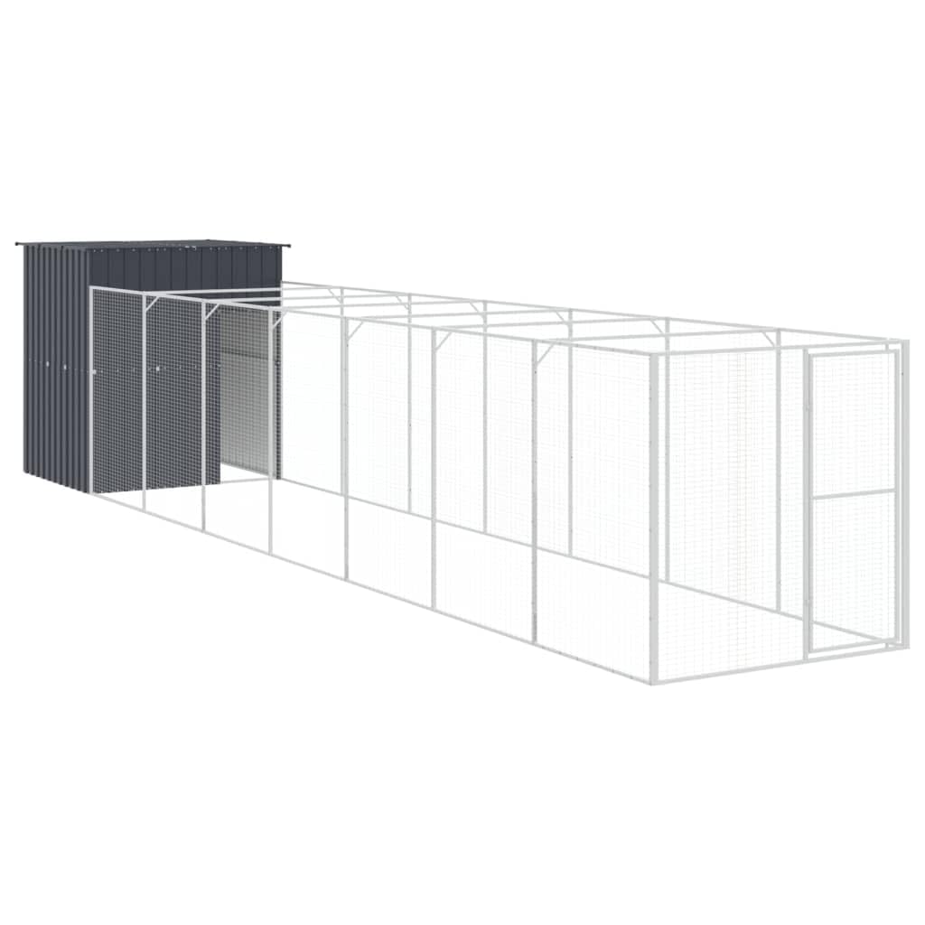Mangloder Caseta para Perros con Caño Antracita de Acero Galvanizado 165x863x181cm con Techo y Diseño de Red para Exterior, Jardín y Protección Seguro para Perro y Cachorro