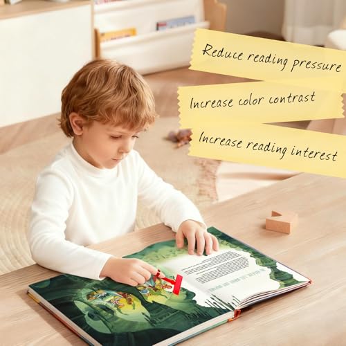 12 Stück Lesehilfe Kinder Set-Enthalten 3 Set Farbige Leselineal mit Fingertracker und 6 Legasthenie Überlagerungslineal, Dyslexie Lesehilfe, für Legasthenie, Visuelles Stress, ADHS