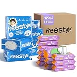 Freestyle Diapers Size 5 (Pack of 6) and Jumbo Wipes (Pack of 12) - Monthly Supply Virtual Bundle - Hyper Absorbent, Pediatrician-Approved Diaper for Babies - EWG Certified, Hypoallergenic Wet Wipes