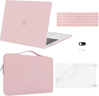 MOSISO Compatible with MacBook Pro 13 inch Case M2 2023, 2022, 2021-2016 A2338 M1 A2251 A2289 A2159 A1989 A1708 A1706,Plastic Hard Shell&Bag&Keyboard Skin&Webcam Cover&Screen Protector,Rose Quartz