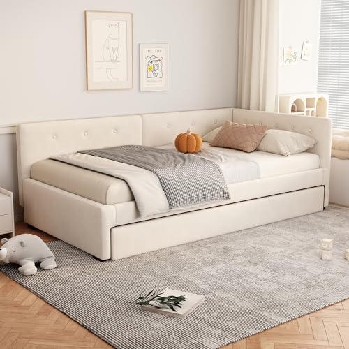 LinoraFurn Daybett 90X200cm, Tagesbett mit Rollbett, Schlafsofa,...