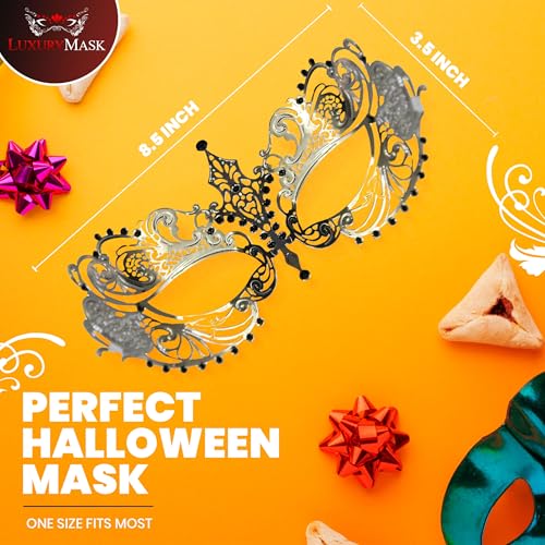 Image of Masquerade Mask for Women with Rhinestones - Elegant Metal Half Face Mask for Masquerade Parties, Mardi Gras, & Themed Events