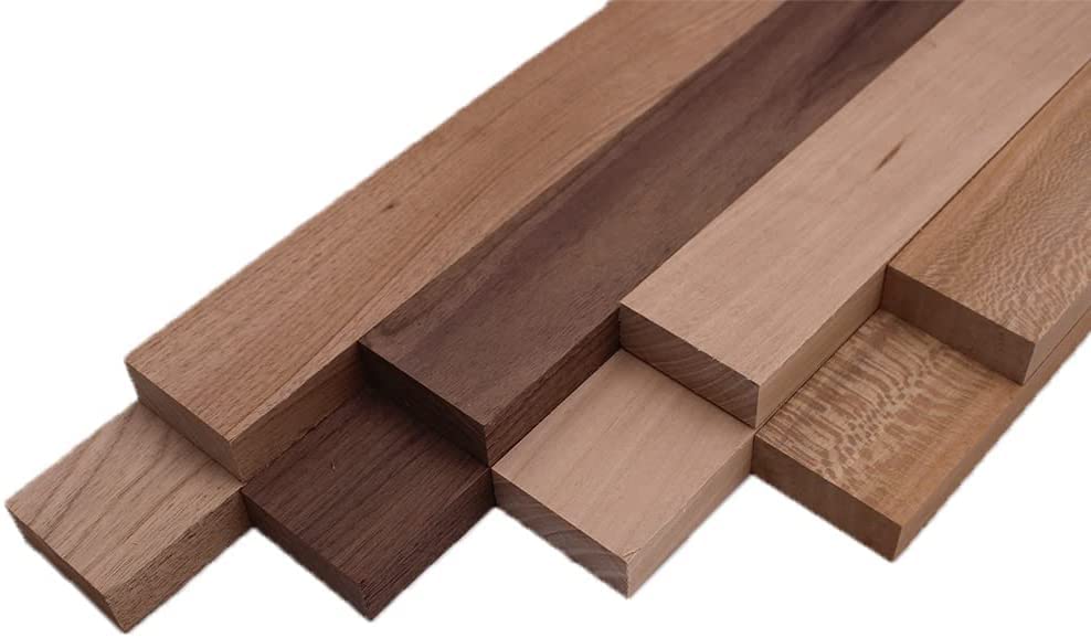 Barrington Hardwoods Domestic Exotic Variety Pack - Butternut, Walnut, Grey Elm, Quarter Sawn Sycamore - 3/4" x 2" (8 Pcs) (3/4" x 2" x 24")