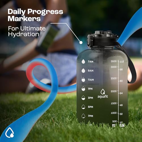 Aquafit 128 Oz Water Bottle With Time Marker, Bpa Free 1 Gallon Water Bottle With Straw thumb #5